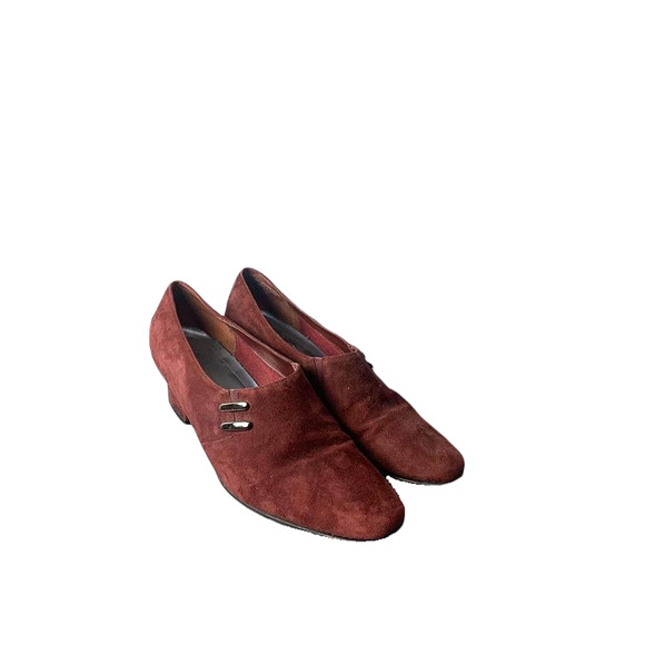 Karen Scott Womens Burgundy Suede Heeled Loafers Size 9M - Picture 1 of 8